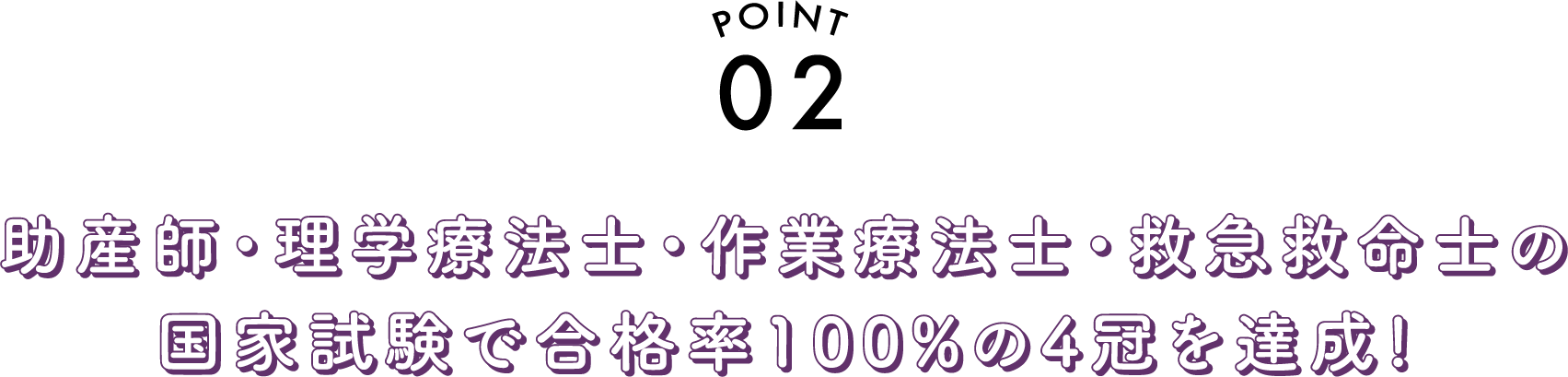 助産師・理学療法士・作業療法士・救急救命士の国家試験で合格率100%の4冠を達成!